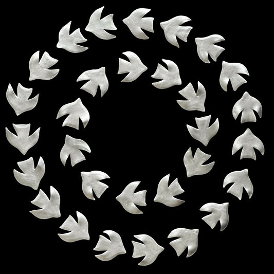 BIRDS wall sculpture, 30-piece set, porcelain, silver finish