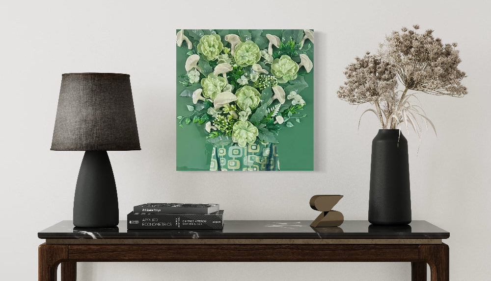 Layered ceramic and collage wall art